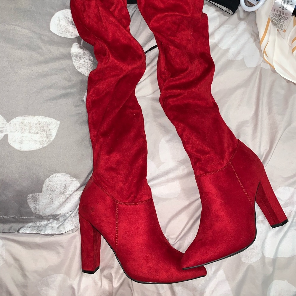 Red Thigh High Boots